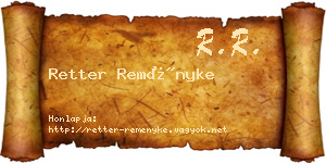 Retter Reményke névjegykártya